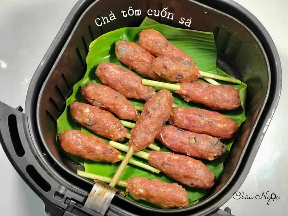 cha tom cuon sa nuong noi chien khong dau