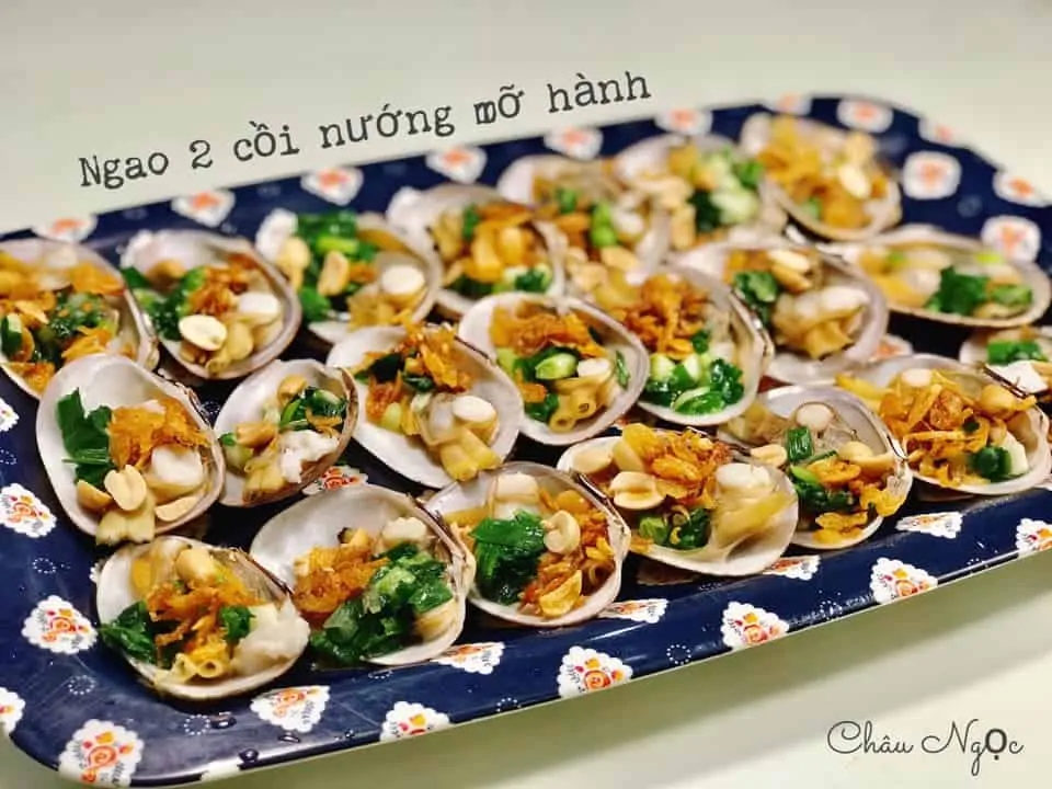 Chế biến hải sản siêu ngon bằng nồi chiên không dầu 25 ngao hai coi nuong mo hanh bang noi chien khong dau 2
