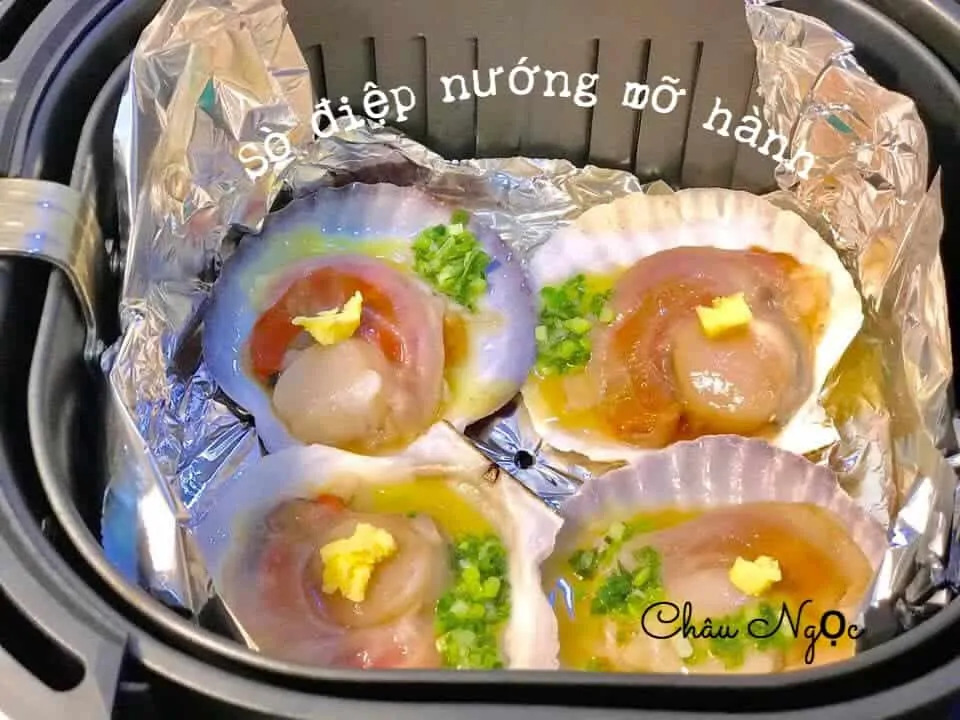 Chế biến hải sản siêu ngon bằng nồi chiên không dầu (tiếp) 25 so diep nuong mo hanh bang noi chien khong dau