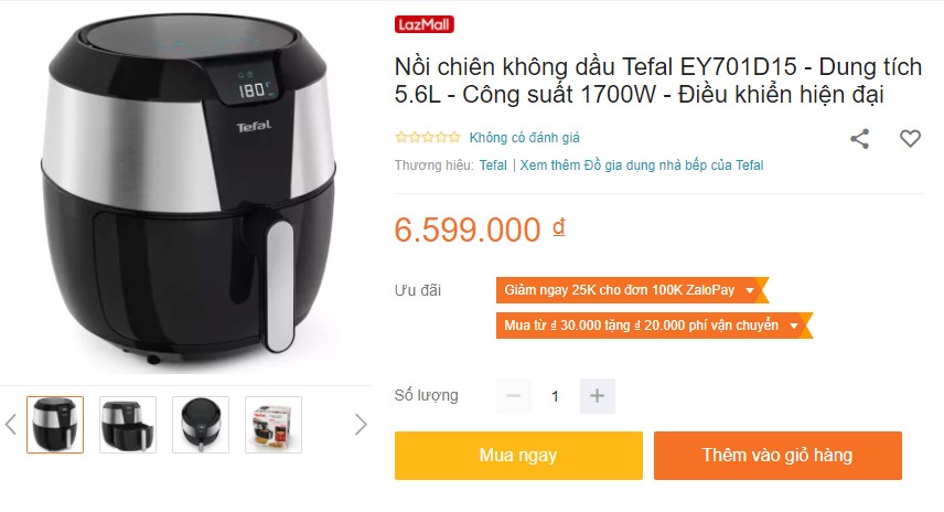 Nồi chiên không dầu Tefal EY701D15