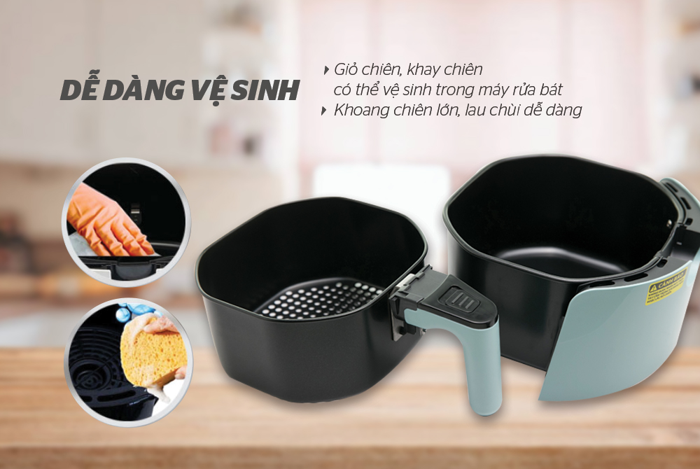 Cách vệ sinh nồi chiên không dầu Sunhouse Mama SHD4085G