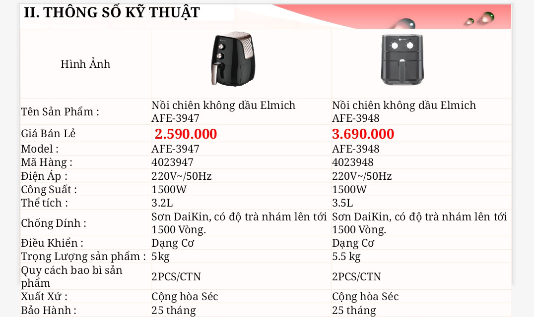 【REVIEW】Nồi chiên không dầu Elmich AFE-3948 với công nghệ mâm nhiệt đặc, chống dính sơn Daikin