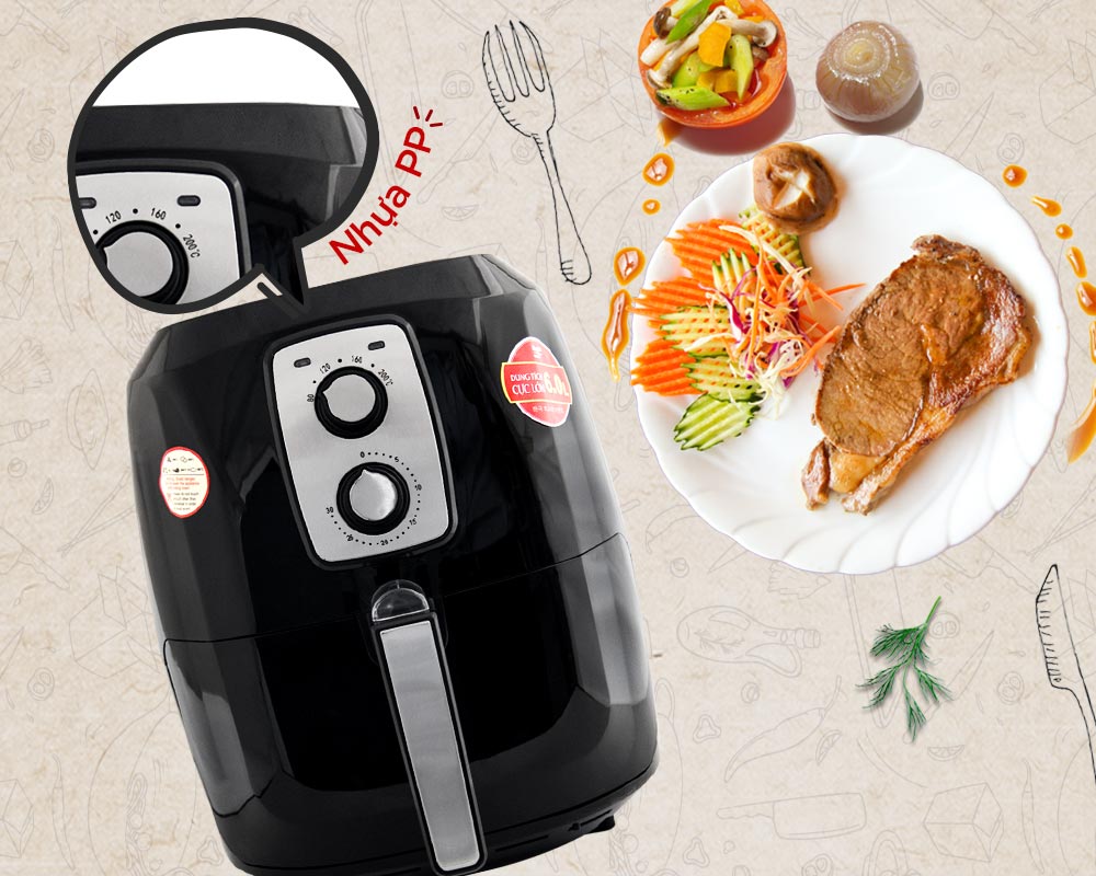 Review nồi chiên không dầu Magic A-83 đen, dung tích 6L siêu khủng, công suất 1800W nướng nhanh và giòn hơn