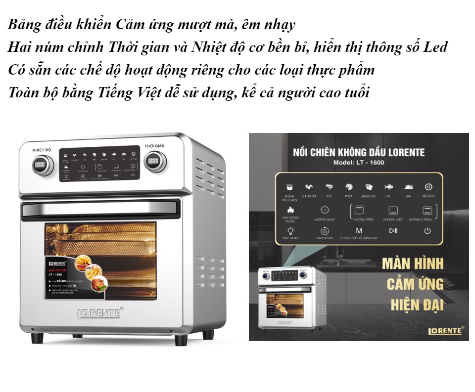 Review nồi chiên không dầu Lorente LT-1600 