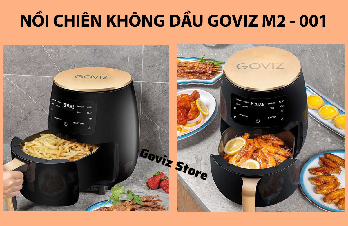 Review nồi chiên không dầu Goviz 4.5L, công suất 1400W 8 chế độ tự động, điều khiển điện tử 3 Review nồi chiên không dầu Goviz 4.5L