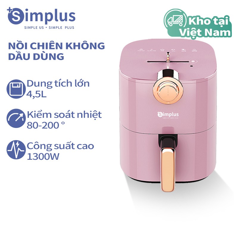 Review nồi chiên không dầu Simplus 4.5L màu hồng sang chảnh