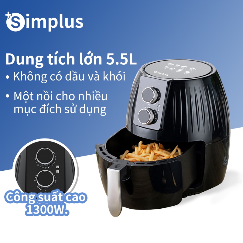 Review nồi chiên không dầu Simplus 5.5L cơ