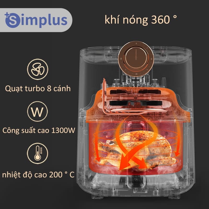 Review nồi chiên không dầu Simplus 5L