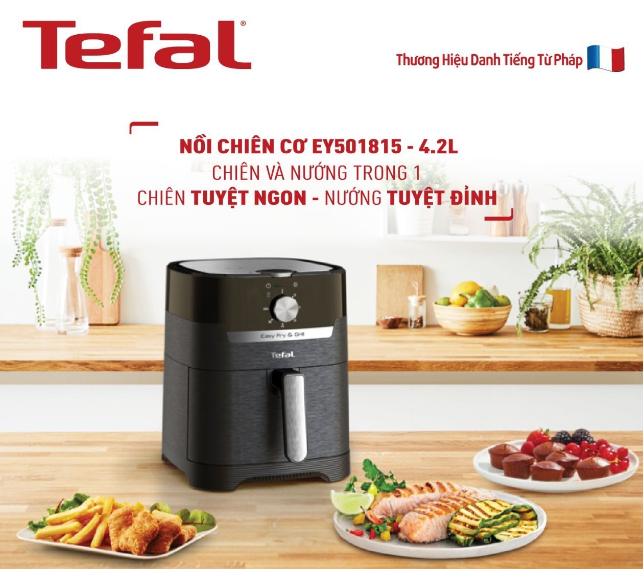 Giới thiệu nồi chiên không dầu Tefal 2 trong 1 Easy Fry & Grill Classis EY501815 4.2L