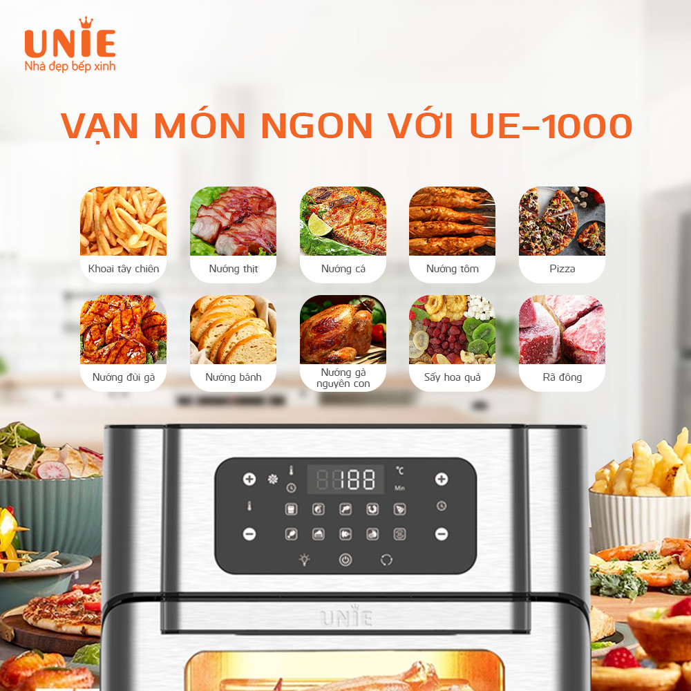 Nồi chiên không dầu UNIE UE-1000 nấu vạn món ngon