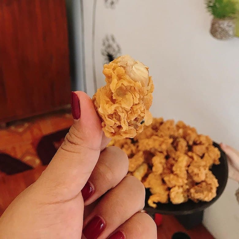 gà popcorn bằng nồi chiên không dầu