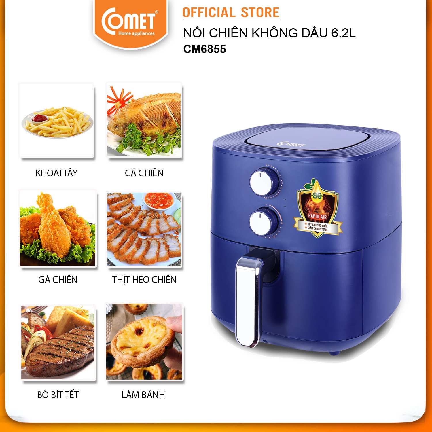 Nồi chiên không dầu Comet CM6855