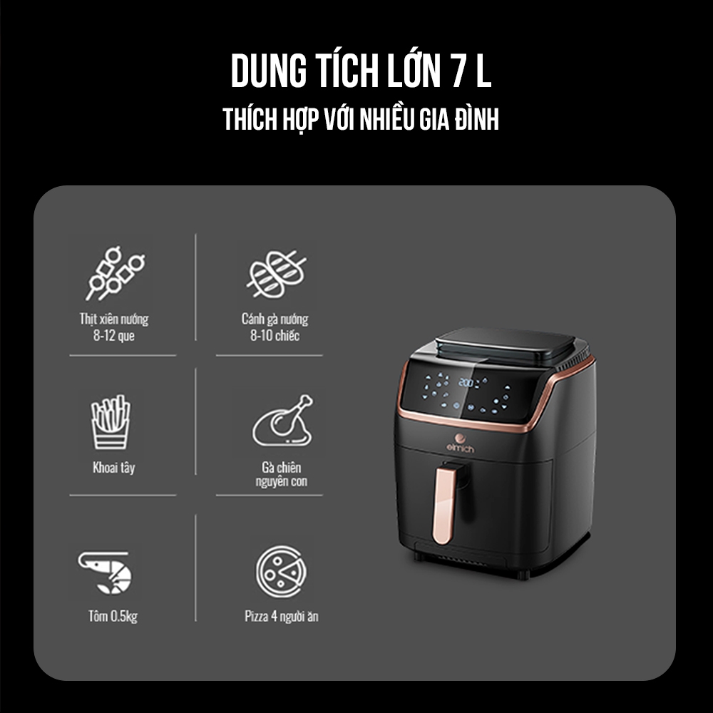 nồi chiên không dầu Elmich 7L AFE-3945