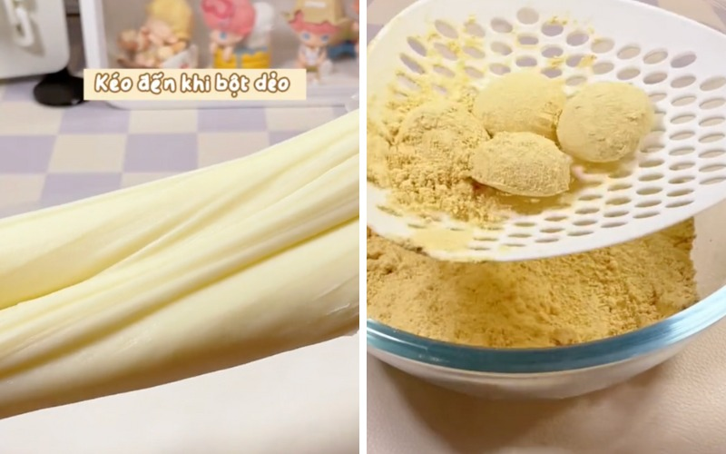 Tạo hình bánh mochi chấm kem sữa