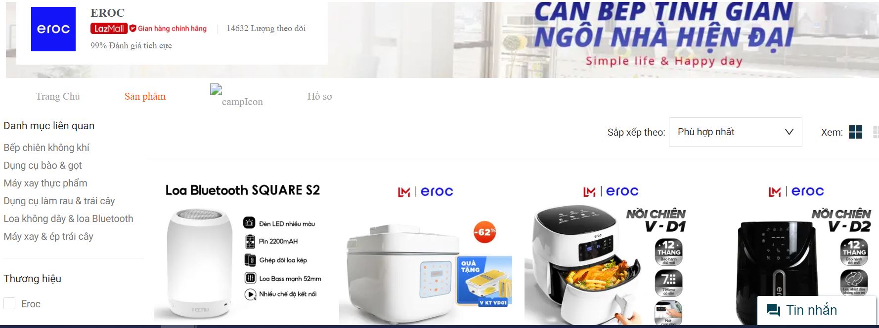 nồi chiên không dầu Eroc V-D2