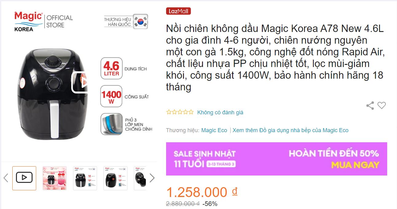 nồi chiên không dầu Magic A78