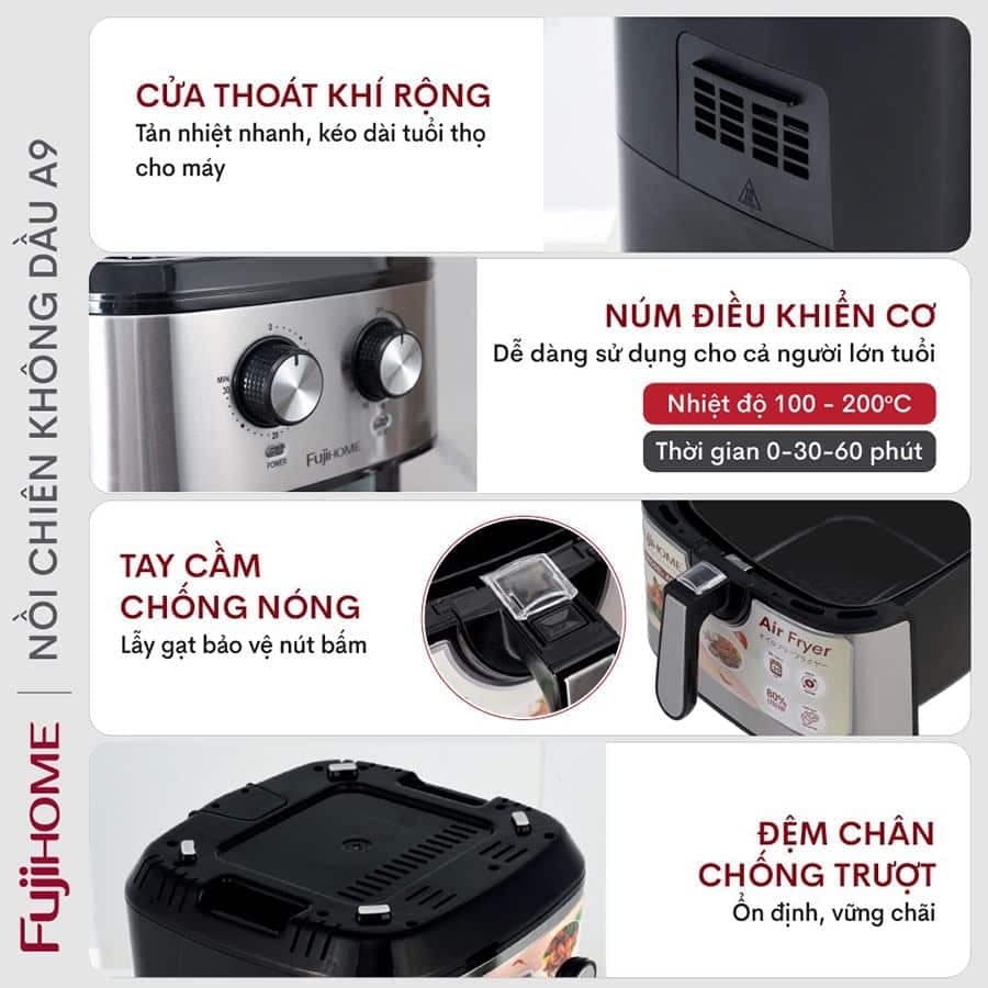 Thiết kế của nồi chiên không dầu Fujihome A9