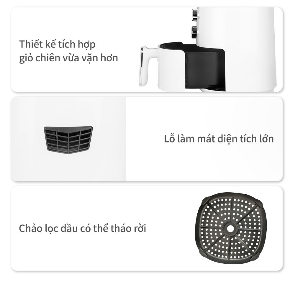 Thiết kế của nồi chiên không dầu Simplus KQZG010WH01